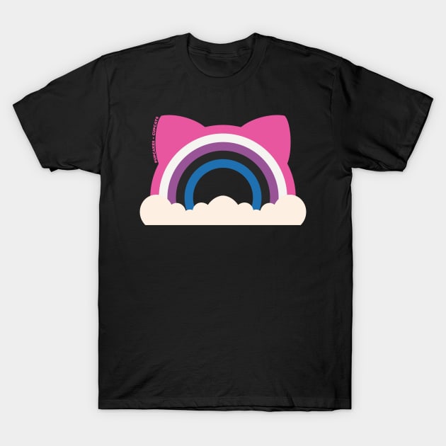 Gender Fluid Pride Cat Ear Rainbow T-Shirt by Pupcakes and Cupcats